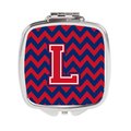 Carolines Treasures Letter L Chevron Yale Blue and Crimson Compact Mirror CJ1054-LSCM